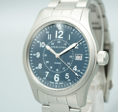 *N MINT* HAMILTON Khaki H682010 Quartz Navy Dial Blue 38mm Date Mens Watch