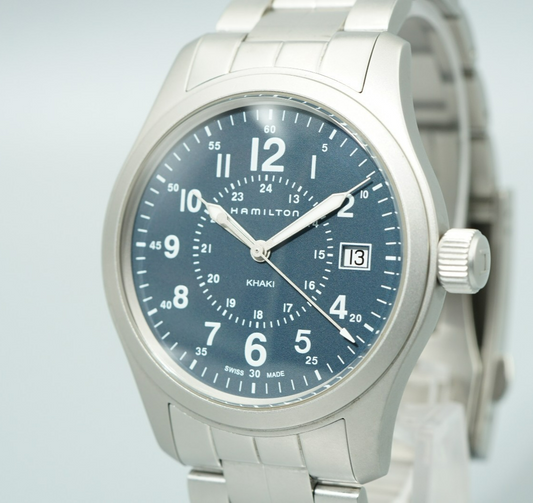 *N MINT* HAMILTON Khaki H682010 Quartz Navy Dial Blue 38mm Date Mens Watch