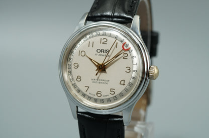 *Exc+4* Vintage 1989 ORIS Pointer Date 302-7285B Hand Wind White 31mm Mens Watch