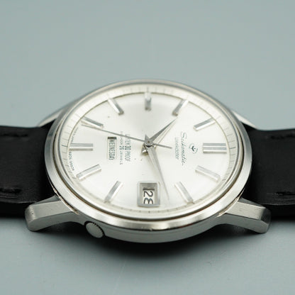 *NEAR MINT* Vintage SEIKO Weekdater 6206-8990 AT Silver Round 37mm Mens Watch