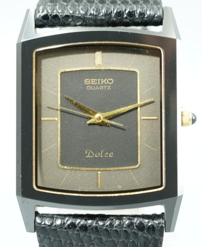 *MINT* Vintage 1977 SEIKO Dolce 9521-5200 Qz Black Rectangle 26mm Women Watch