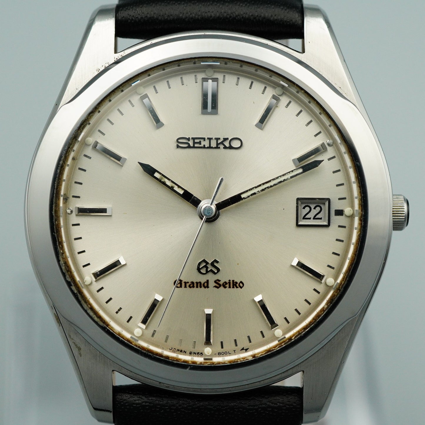 *MINT* Polished GRAND SEIKO GS 8N65-8000 Qz Silver Dial Round 35mm Mens Watch