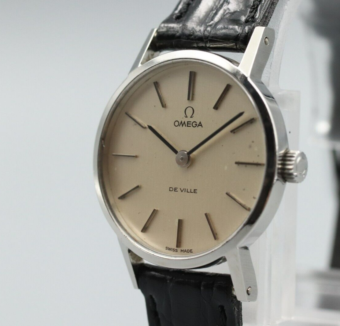 *NEAR MINT* Vintage OMEGA De Ville Hand Winding Silver Dial Round Mens Watch
