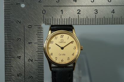 *NEAR MINT* Vintage 1986 OMEGA De Ville Cal.1455 Qz Gold Round 21mm Women Watch