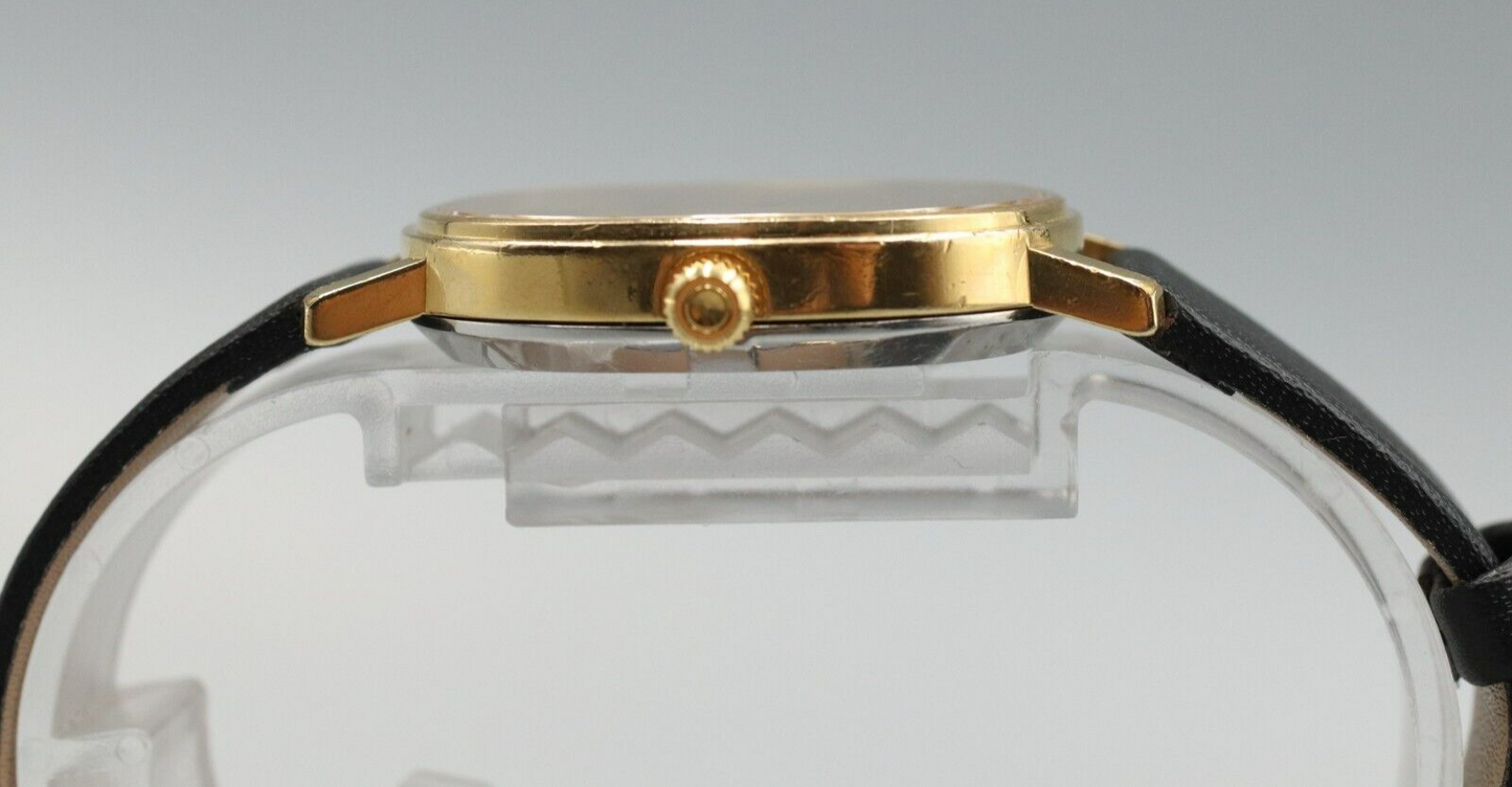 *Exc+5* Vintage OMEGA De Ville Cal.1330 Ref.191.0046 Quartz Gold Dial Mens Watch