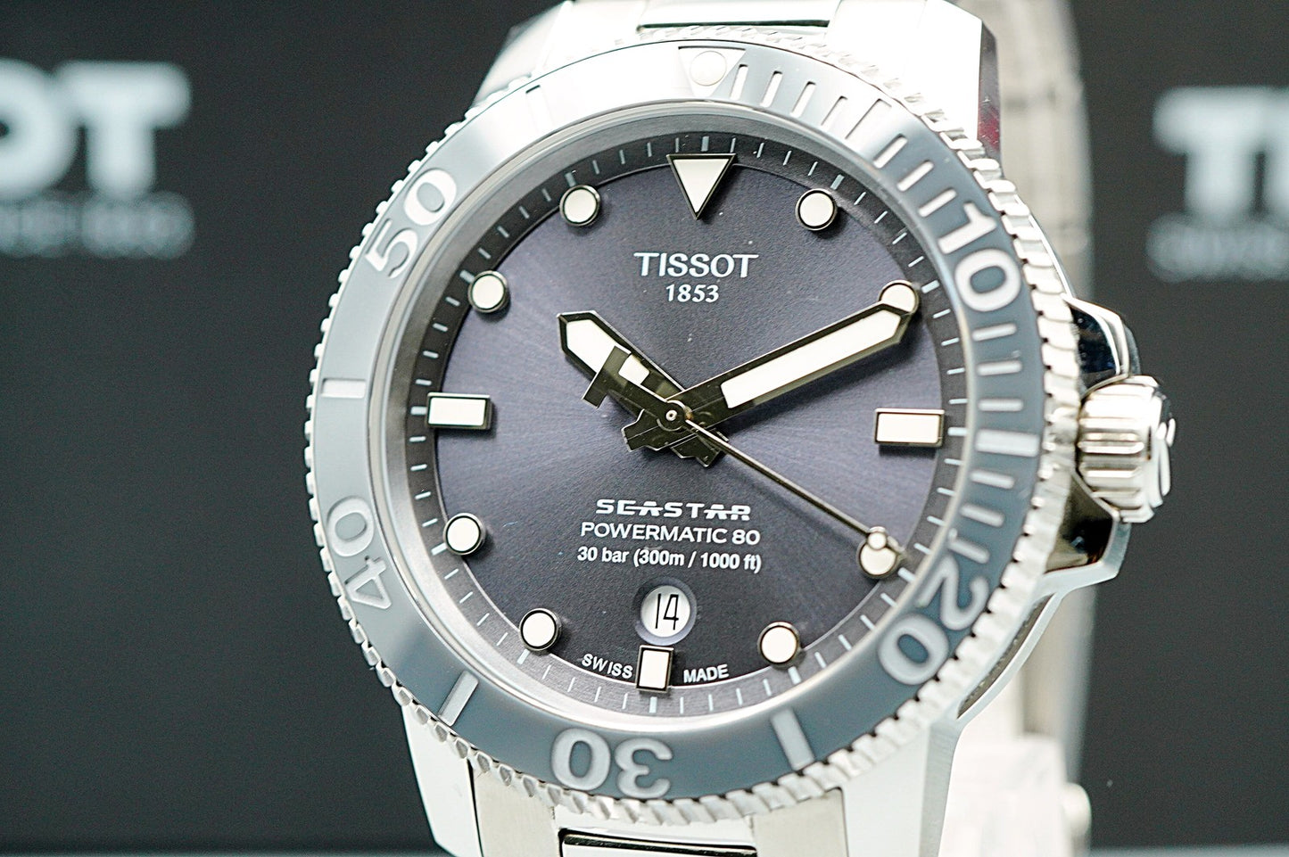 *TOP MINT* TISSOT Seastar Powermatic 80 T120407A Automatic Gray 43mm Mens Watch