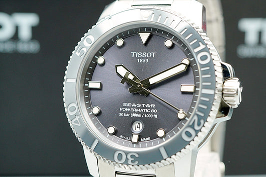 *TOP MINT* TISSOT Seastar Powermatic 80 T120407A Automatic Gray 43mm Mens Watch