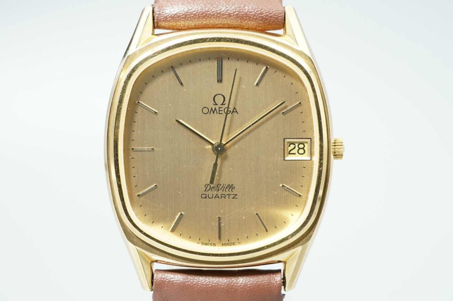 *NEAR MINT* Vintage 1979 OMEGA De Ville Cal.1332 Qz Gold Square 32mm Mens Watch