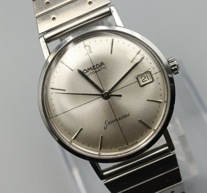 *N MINT++* Vintage OMEGA Seamaster Hand Winding Silver Dial CrossLine Mens Watch