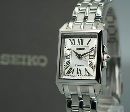*MINT* SEIKO Premier 1N01-0RJ0 Quartz White Dial Square 22mm Women,Ladies Watch