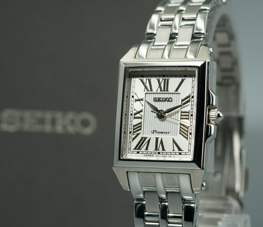 *MINT* SEIKO Premier 1N01-0RJ0 Quartz White Dial Square 22mm Women,Ladies Watch
