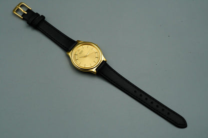 *MINT* Vintage SEIKO V701-1P70 Quartz Gold Dial Round 32mm Mens Watch