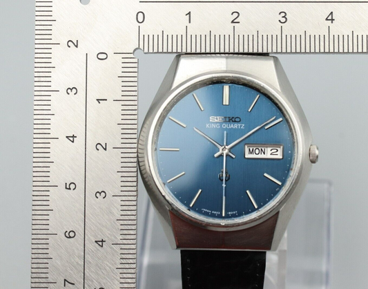 *NEAR MINT* Vintage SEIKO King 4823-8010 Quartz Black Dial Round Mens Watch