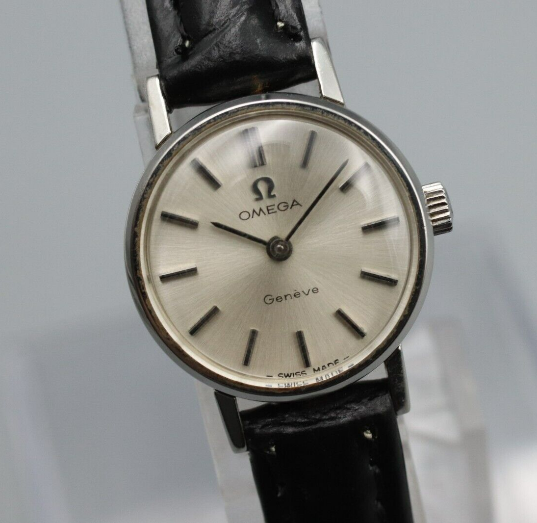 *NEAR MINT* Vintage OMEGA Geneve Cal.620 Hand Winding Silver Dial Women Watch