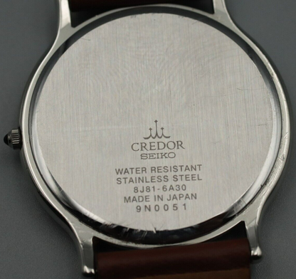 *NEAR MINT* Vintage SEIKO Credor 8J81-6A30 Quartz Gold Dial Round Mens Watch