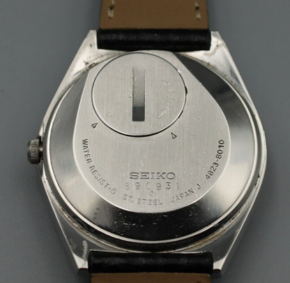 *NEAR MINT* Vintage SEIKO King 4823-8010 Quartz Black Dial Round Mens Watch
