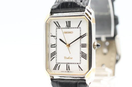 *NEAR MINT* Vintage SEIKO Dolce 5S21-5A10 Quartz White Roman Dial Women Watch