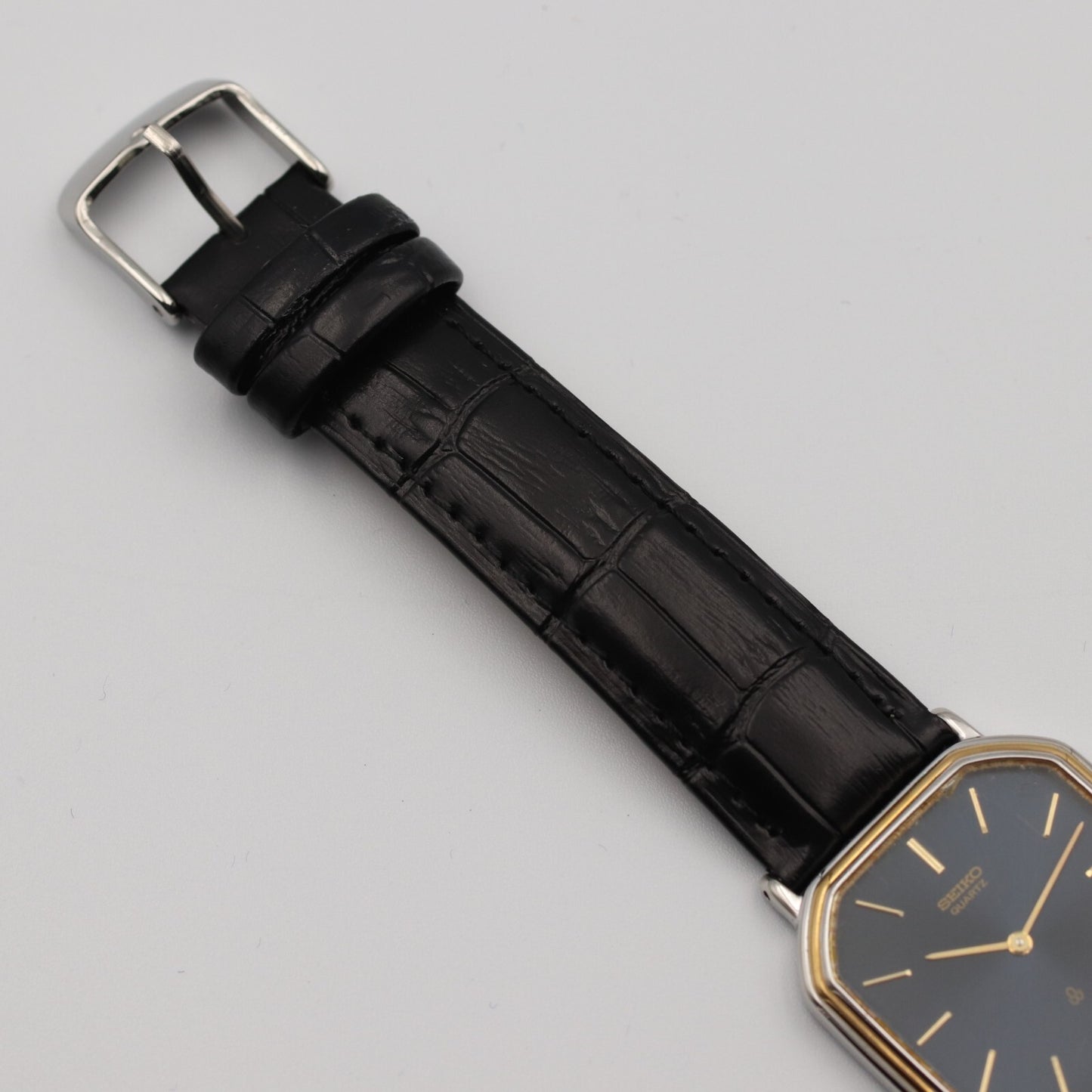 *Exc+4* Vintage 1990s SEIKO Chariot 5930-5600 Qz Navy Square 30mm Mens Watch