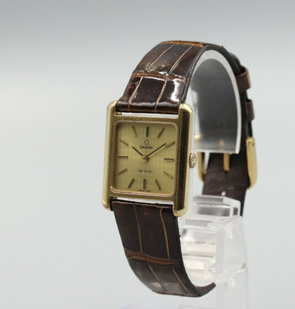 *Exc+5* Vintage OMEGA De Ville Cal.625 Hand Winding Gold Dial Square Women Watch
