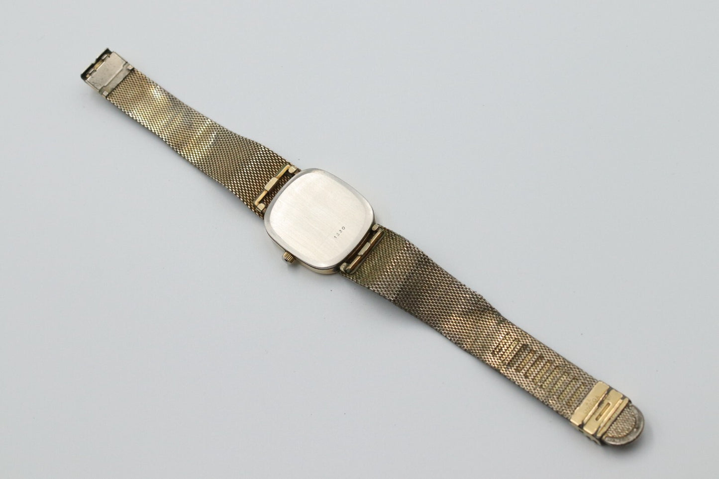 *Exc+4* Vintage OMEGA De Ville Cal.1330 Quartz Gold Dial Rectangle Women Watch