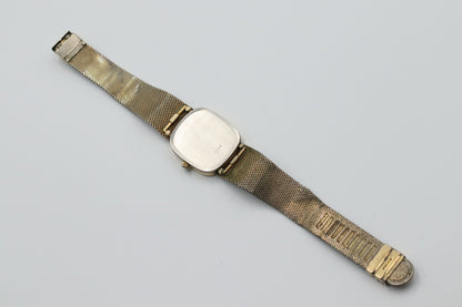 *Exc+4* Vintage OMEGA De Ville Cal.1330 Quartz Gold Dial Rectangle Women Watch