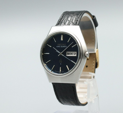 *NEAR MINT* Vintage SEIKO King 4823-8010 Quartz Black Dial Round Mens Watch