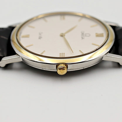 *NEAR MINT* Vintage 1990s OMEGA De Ville Cal.1378 Qz Gold Round 33mm Mens Watch