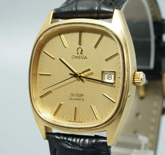 *NEAR MINT* Vintage 1978 OMEGA De Ville Cal.1342 Qz Gold Square 34mm Mens Watch
