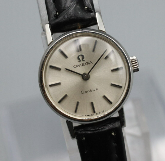 *NEAR MINT* Vintage OMEGA Geneve Cal.620 Hand Winding Silver Dial Women Watch