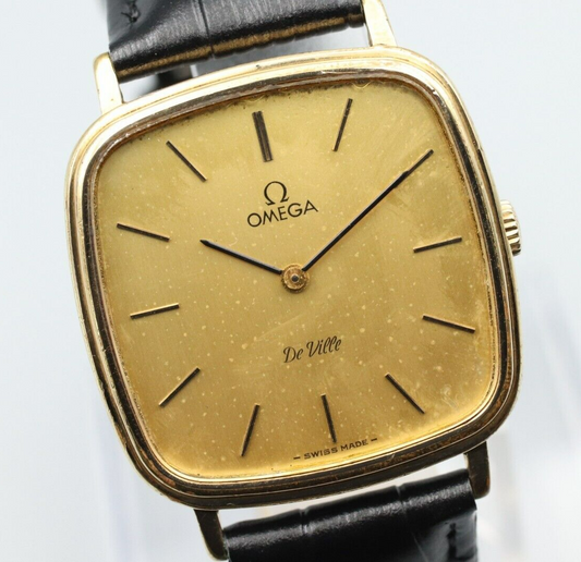 *Exc+5* Vintage OMEGA De Ville Cal.625 Hand Winding Gold Dial Square Mens Watch
