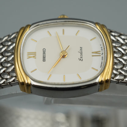 *NEAR MINT* Vintage SEIKO Exceline 1221-5890 Quartz Beige Oval 18mm Women Watch