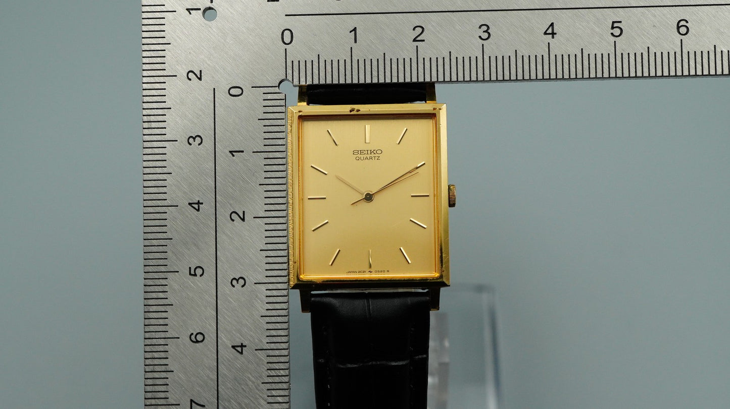 *Exc+5* Vintage 1995 SEIKO Chariot  2C21-5180 Qz Gold Rectangle 24mm Women Watch