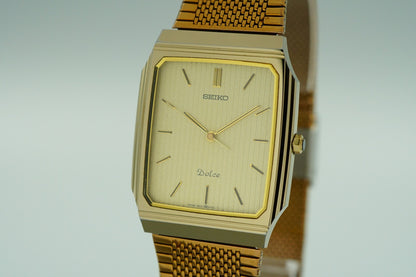 *NEAR MINT* Vintage 1986 SEIKO Dolce 9531-5160 Qz Gold  Square 28mm Women Watch
