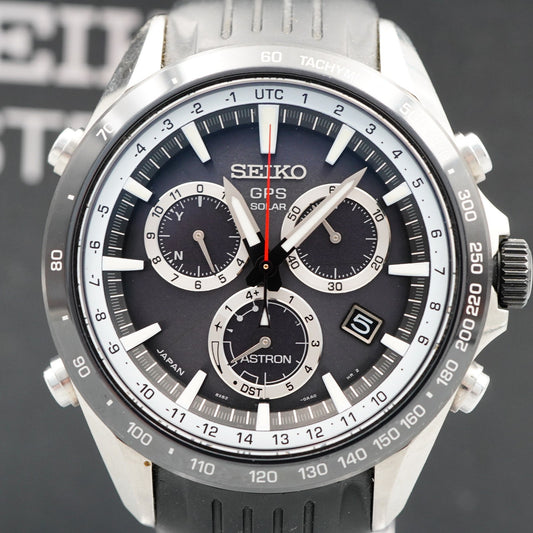 *Exc+5 in Box* SEIKO ASTRON  8X82-0AC0 Solar Black Dial Round 45 mm Mens Watch