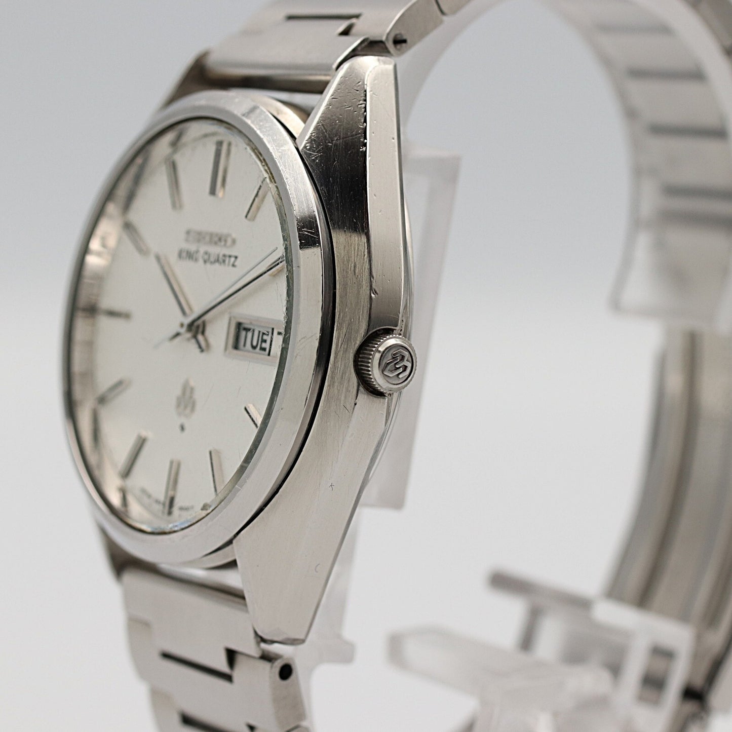 *N MINT* Vintage 1970s SEIKO king 4823-8000 Qz Silver Dial Round 36mm Mens Watch
