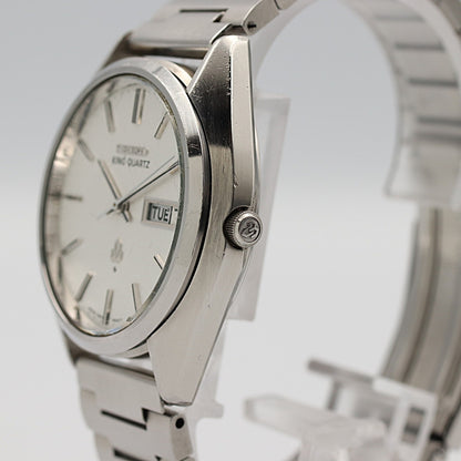 *N MINT* Vintage 1970s SEIKO king 4823-8000 Qz Silver Dial Round 36mm Mens Watch