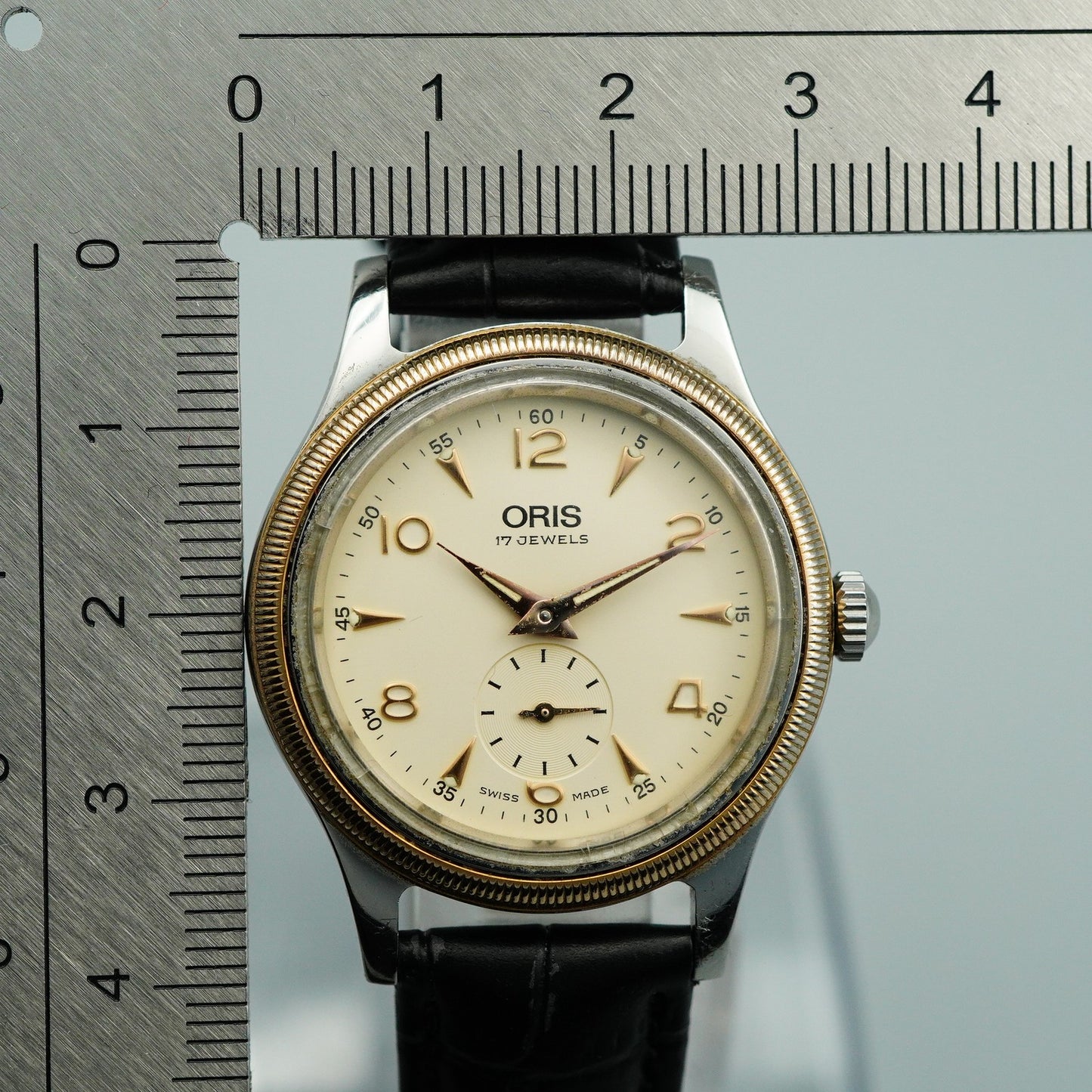 *Exc+5* Vintage 1990s ORIS Small Second 7428 Hand Wind Cream 32mm Mens Watch