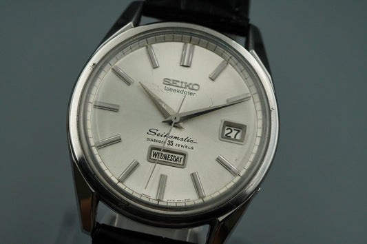 N MINT+++ Vintage 1960s SEIKO SEIKO MATIC Automatic Silver Round 37mm Mens Watch