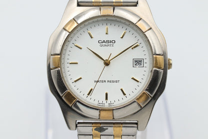 *Exc+5* Vintage CASIO MTP MTP-1061 Quartz White Dial Round 36mm Mens Watch