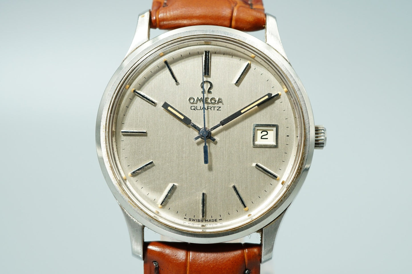 *N MINT* Vintage 1970s OMEGA Seamaster Cal.1342 Qz Silver 35mm Mens Watch