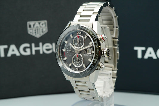 *TOP MINT*  TAG HEUER Carrera Heuer 01 CAR201W Automatic Black 44mm Mens Watch
