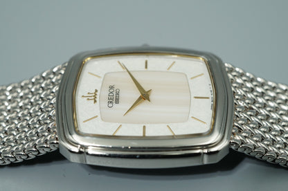 *N MINT* Vintage 1997 SEIKO CREDOR 5A74-3D20 Qz White Rectangle 27mm Women Watch