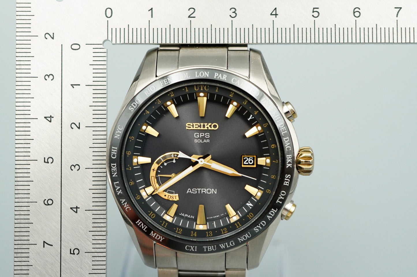 *NEAR MINT* SEIKO ASTRON SBXB087 8X22-0AG0-2 Solar Black Dial 46mm Mens Watch