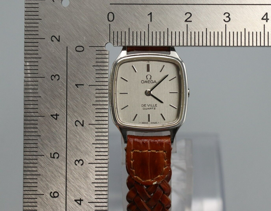 *NEAR MINT* Vintage OMEGA De Ville Quartz Silver Dial Square Women Watch