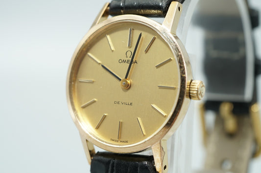Exc+5 Vintage 1973 OMEGA De Ville Cal.625 Hand Wind Gold Round 24mm Women Watch