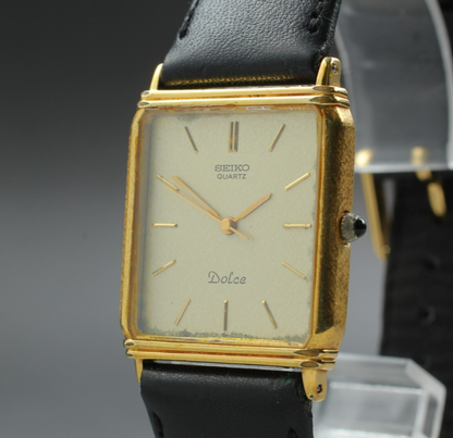 NEW Batt *Exc+4* Vintage SEIKO Dolce 7731-5230 Gold Dial quartz 24mm Mens Watch