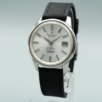 *NEAR MINT* Vintage SEIKO Weekdater 6206-8990 AT Silver Round 37mm Mens Watch