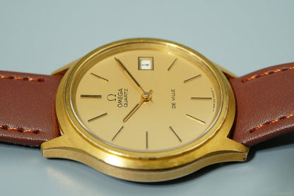 N MINT Vintage 1970s OMEGA De Ville Cal.1325 Ref.192 Qz Gold 35mm Mens Watch