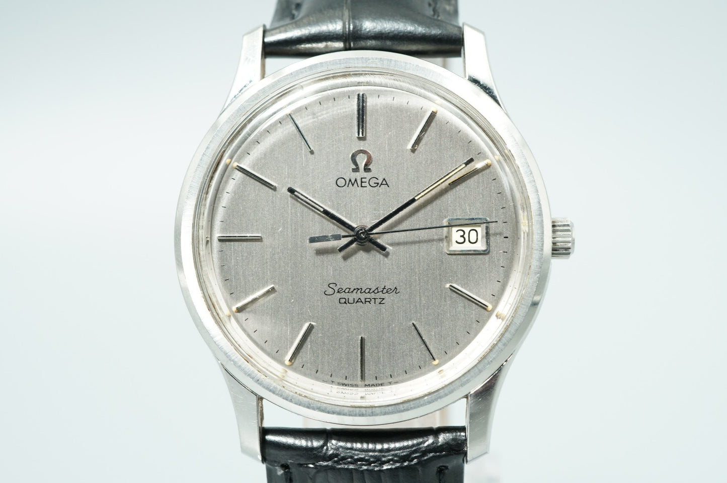*NEAR MINT* Vintage 1975 OMEGA Seamaster Cal.1342 Quartz Silver 35mm Mens Watch