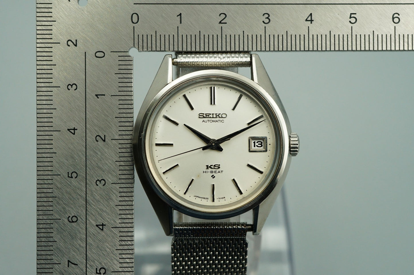 *N MINT* Vintage 1974 SEIKO KS HI-BEAT 5625-7113 AT Silver Round 35mm Mens Watch